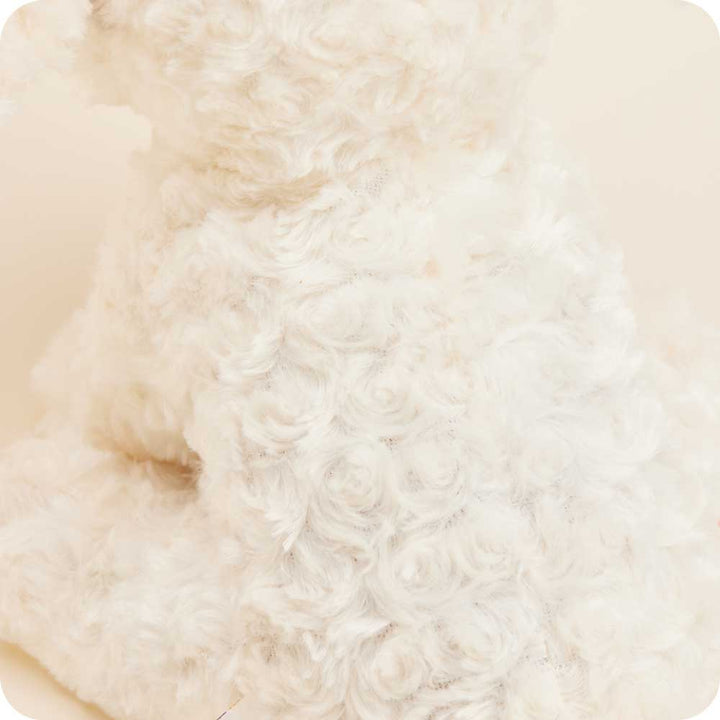 Microwavable White Gray Curly Dog Warmies - Warmies USA